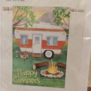 🎁New Premier Designs Accent Home & Garden Happy Campers Flag